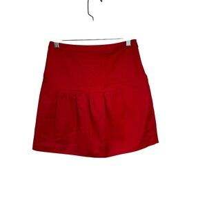Ochirly Red Skirt Fitted Pleated Side Zip Mini Party Cocktail Preppy  Sz‎ XS